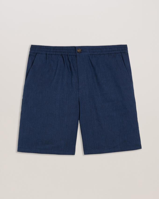 Short Ted Baker Linen Blend Elasticated Bleu Marine Homme | BBL-25616825